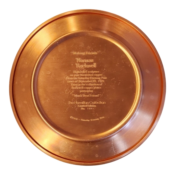 Norman Rockwell Making Friends Copper Plate 1978 Hamilton Vintage Dog Decor - Picture 3 of 4